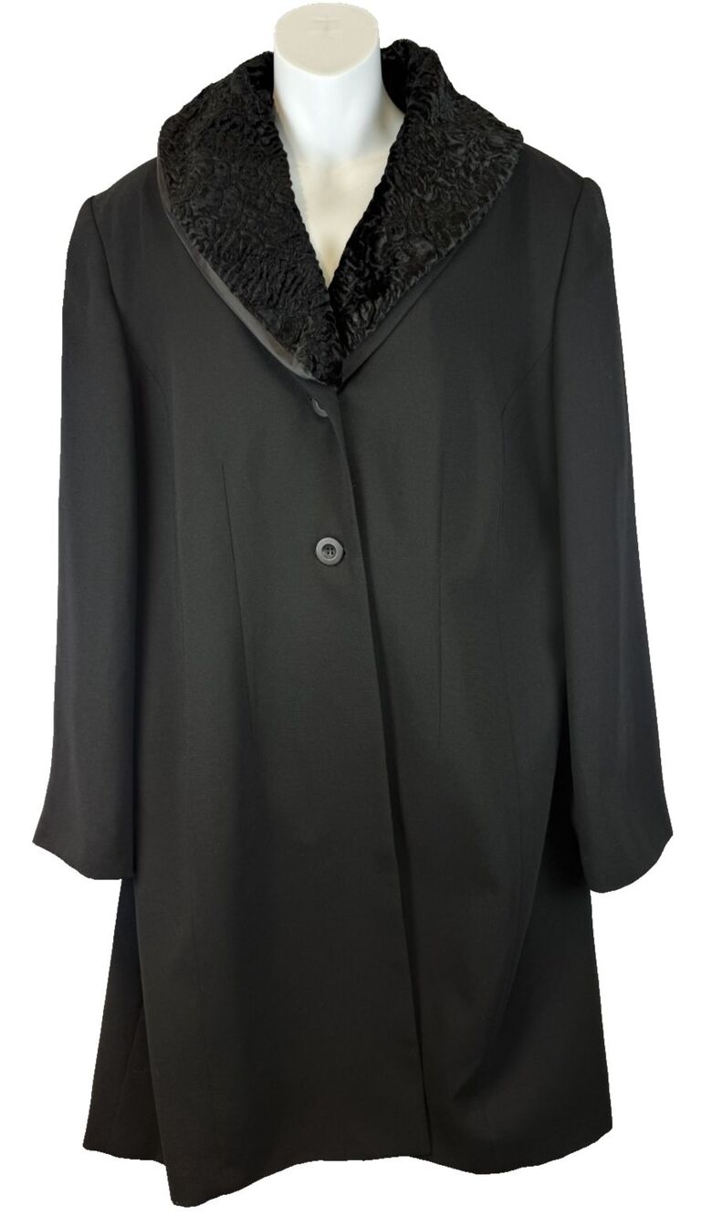 Jon Lawrence Black Trench Coat 18W NWT Removable Collar Plus Size 975241